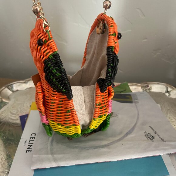 Tommy Bahama Colorful Novelty Wicker Parrot Macaw Purse Bag Clutch - Picture 5 of 6